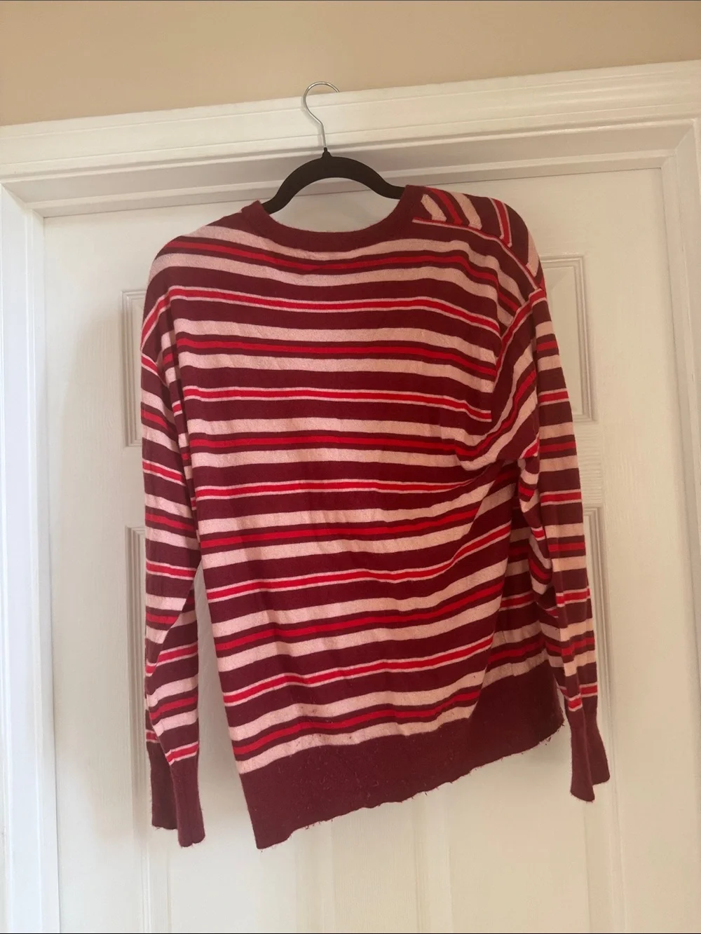 J.Crew Women’s Red & Pink Striped Cashmere Sweater